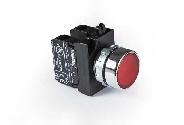 CM Series Metal 2NO Spring Flush Red 22 mm Control Unit